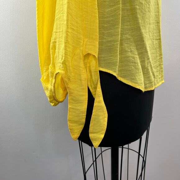 ANTHROPOLOGIE MAEVE Verona Yellow Tied Sleeve V-Neckline Top Blouse Size XS - Picture 5 of 10